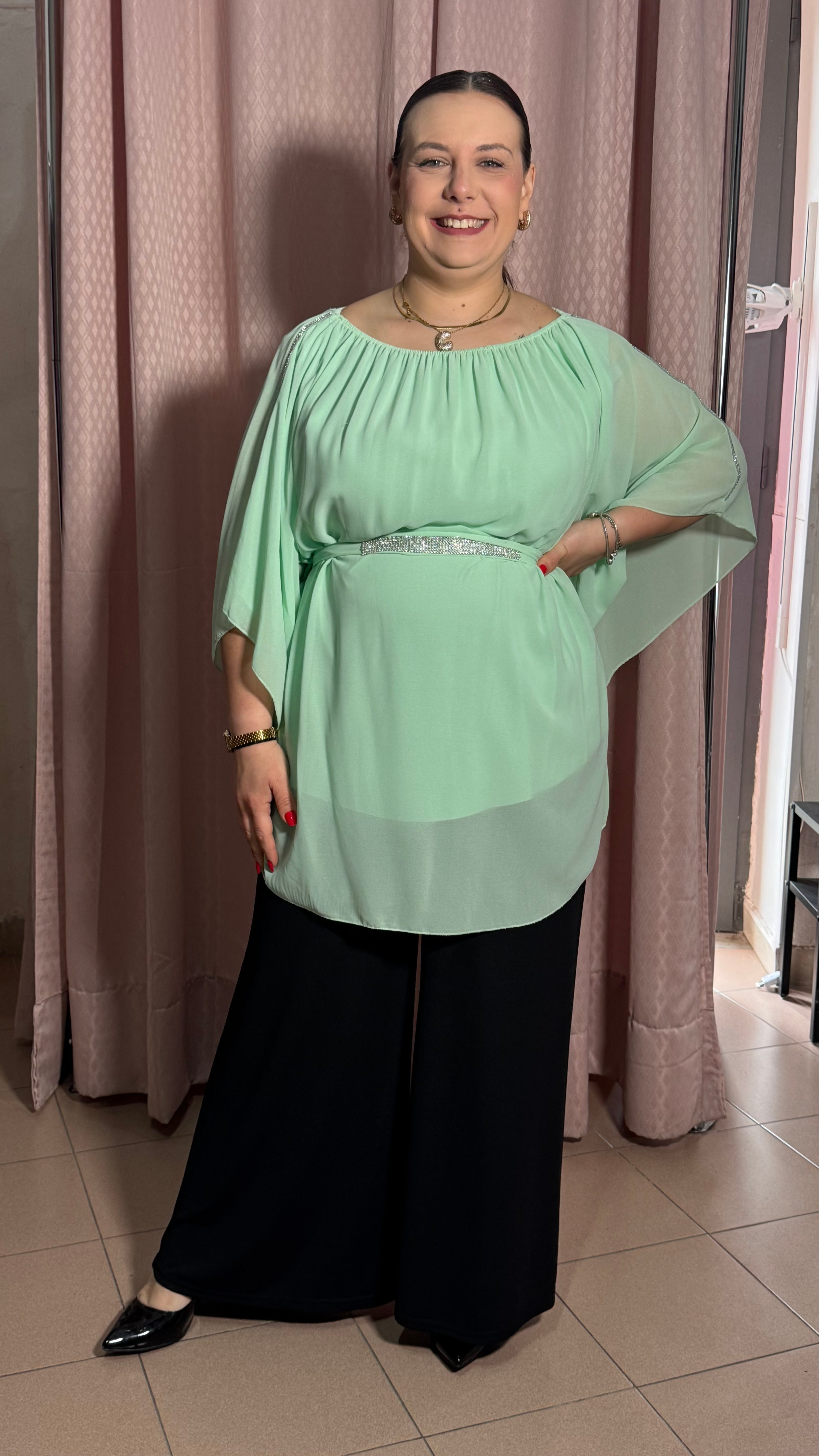 Maglia velata con cintura