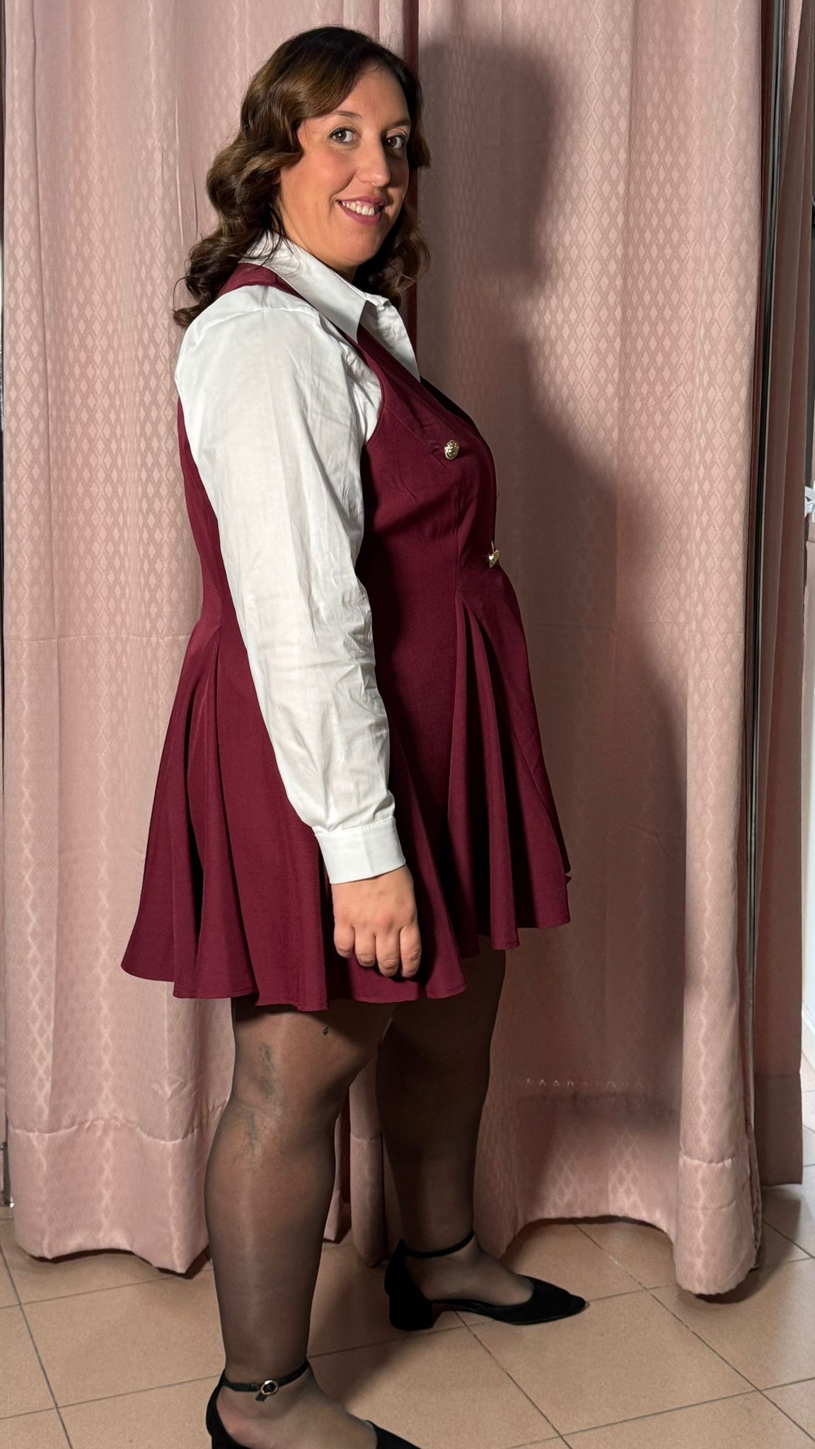 Abito Romina Bordeaux Completo di Camicia