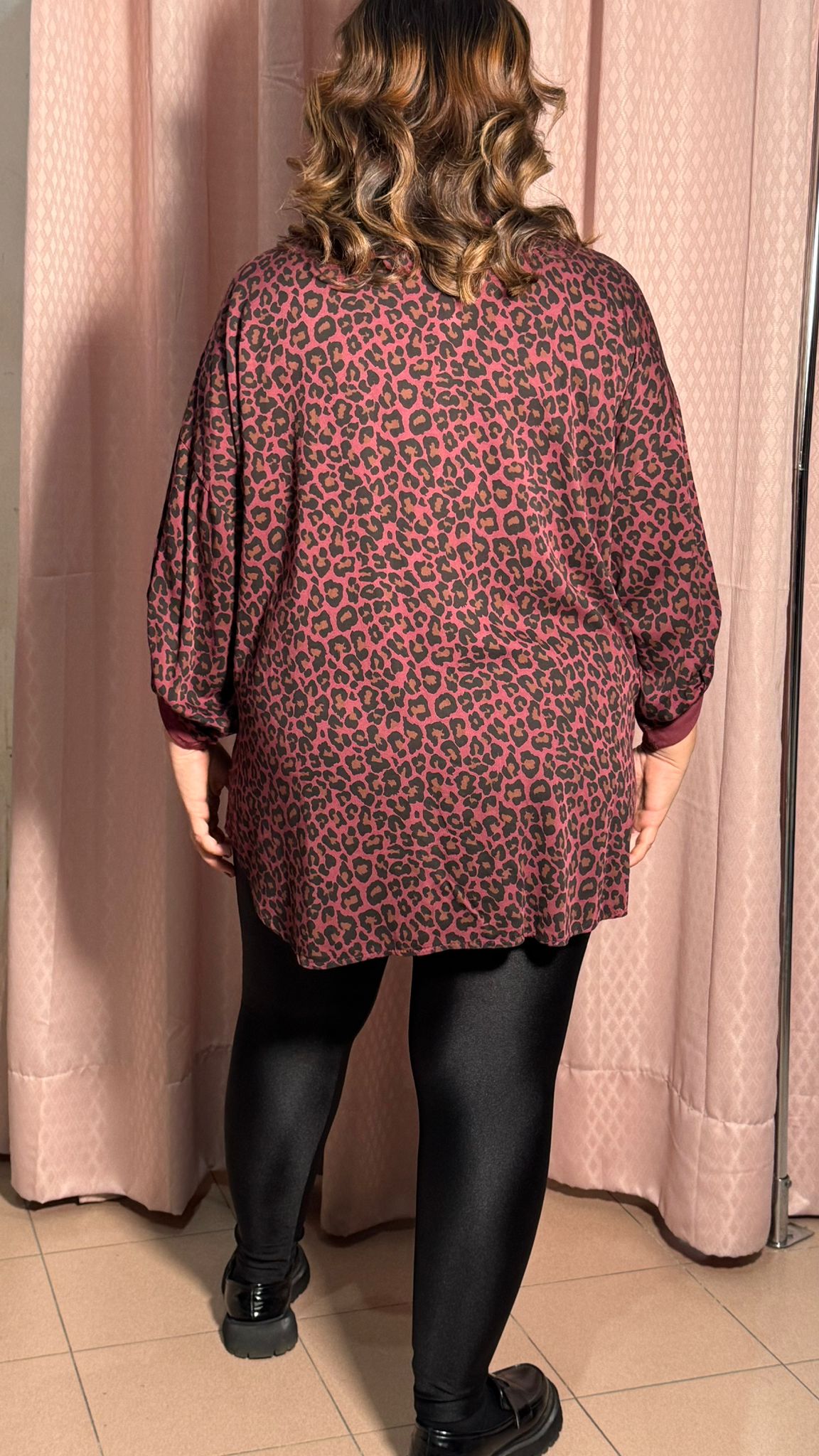 Camicia Over Leopardata Bordeaux