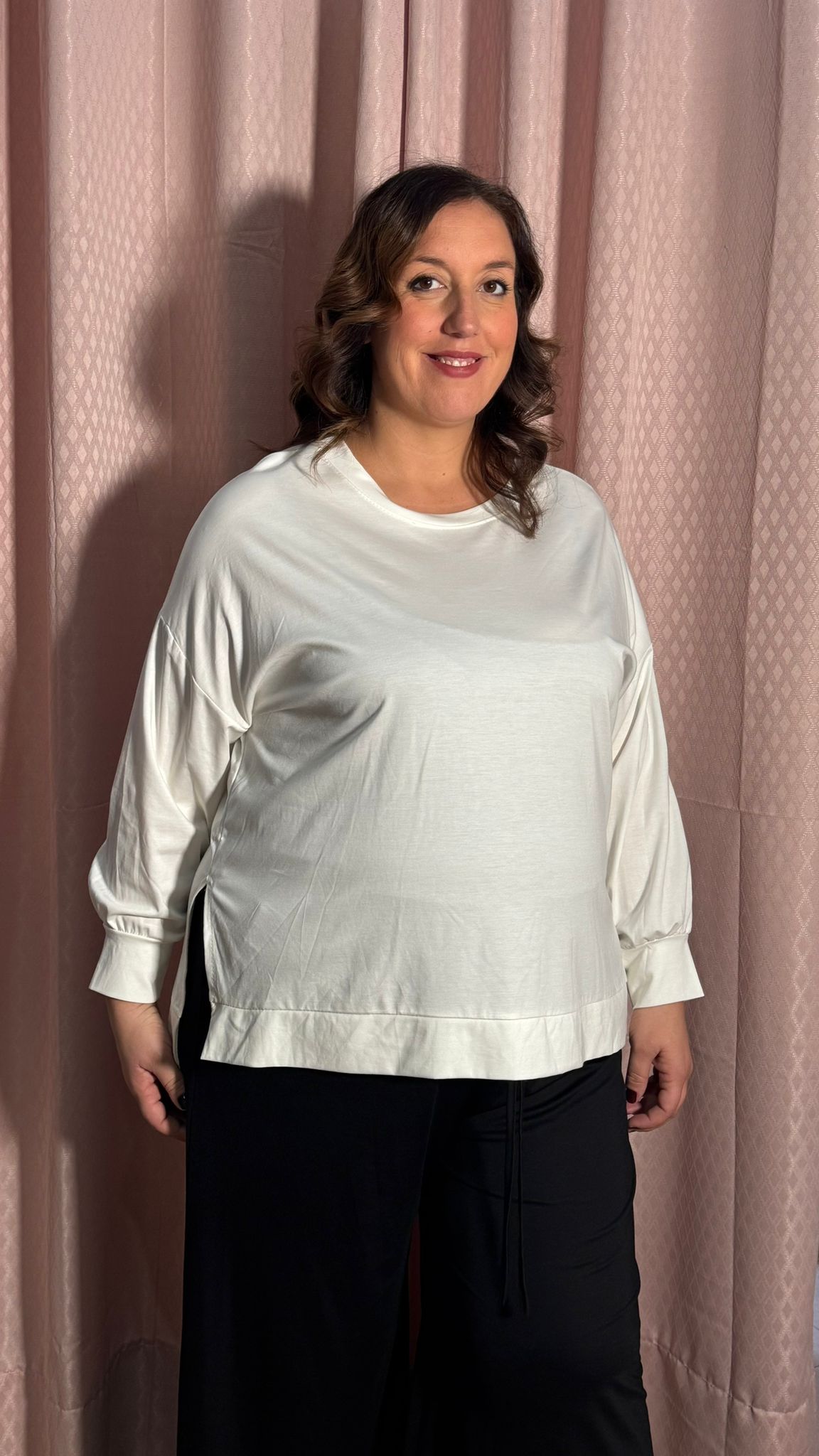 Maglia Girocollo e Spacchetti Crema