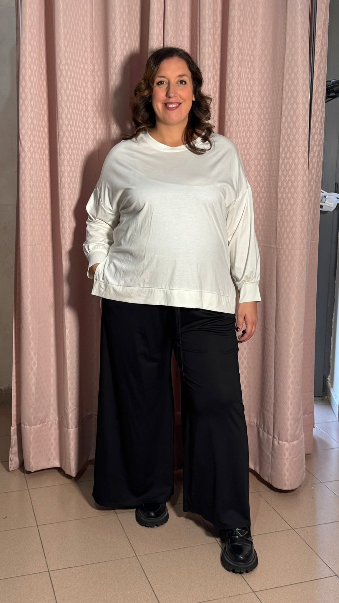 Maglia Girocollo e Spacchetti Crema