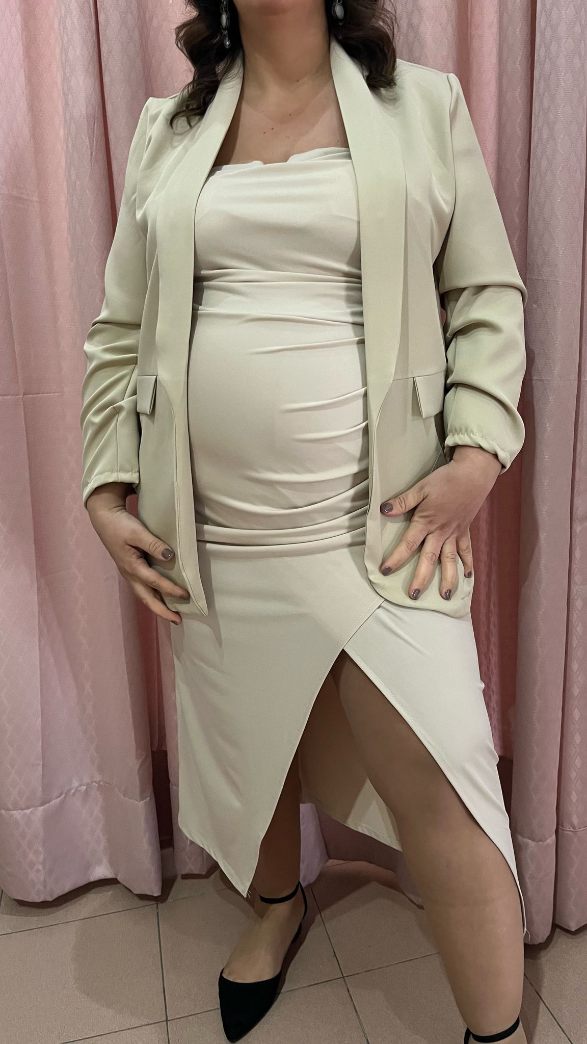 Giacca Beige Drappeggio