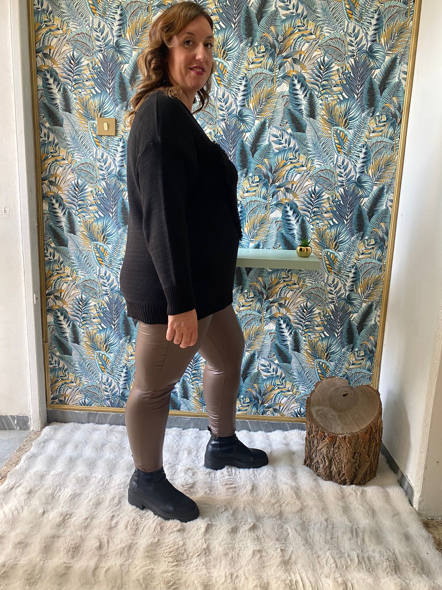 Leggins In Ecopelle Marrone