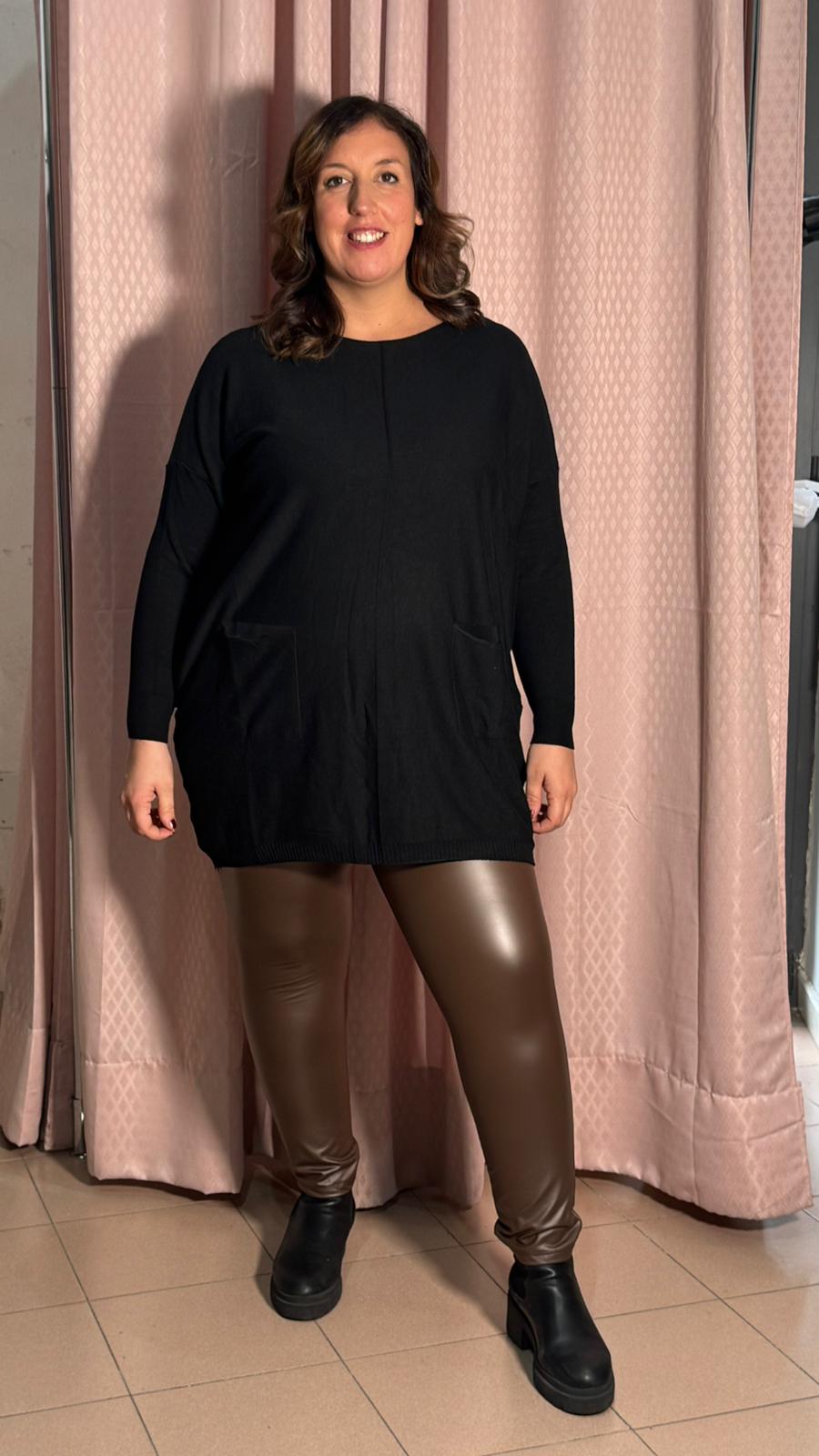 Leggins In Ecopelle Marrone