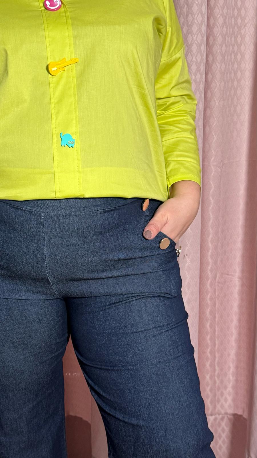 Pantamolla Jeans Bottoni Oro